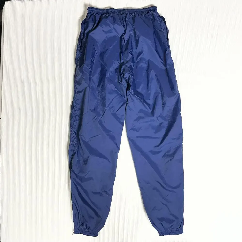 Vintage Nike Pants Mens Large Blue Woven Track Elastic Waist Swoosh Lined Cuffed